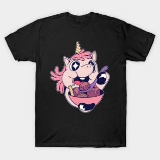 Cute Unicorn eating ice cream T-Shirt